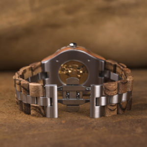 Premium Handcrafted Natural Zebra Wood Automatic Mechanical Movement Wooden Watches for Men Best Gift for Him - Gold S11-2-4