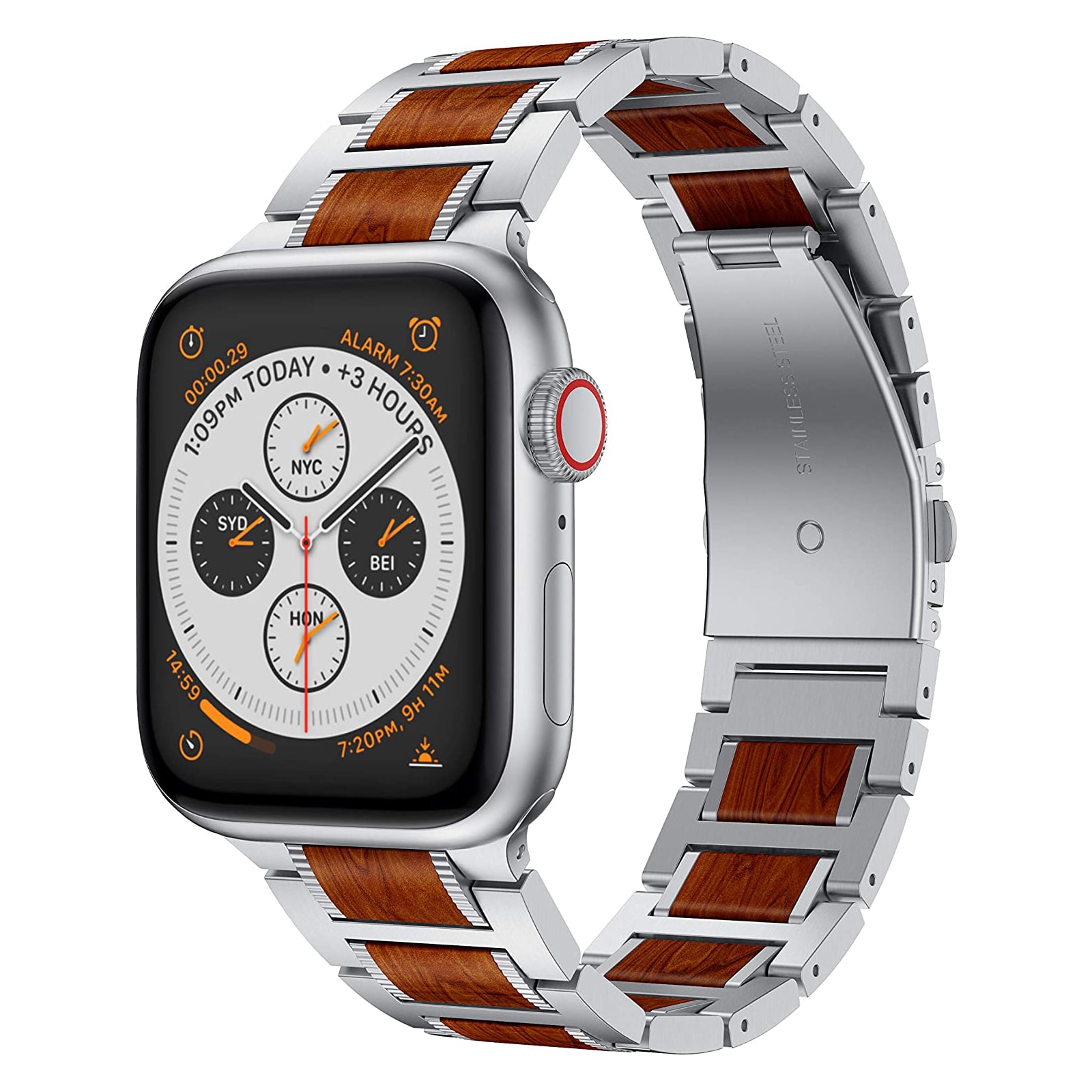 red sandalwood stainless steel metal band for apple watch Ruban apple watch metal bands 4