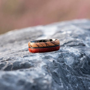 Redwood & Zebrawood wedding band, Black tungsten wooden ring, Wooden ring for men, Men's wedding band ring GSP11-01J-5