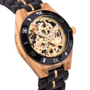 Skeleton Mechanical Wooden Watch Ebony Black - Rasalas_10