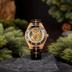 Skeleton Mechanical Wooden Watch Ebony Black - Rasalas_11