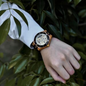 Skeleton Mechanical Wooden Watch Ebony Black - Rasalas_15