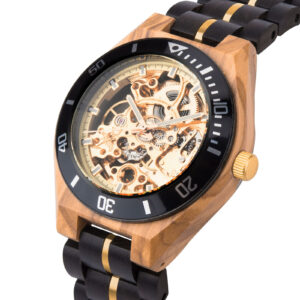 Skeleton Mechanical Wooden Watch Ebony Black - Rasalas_9