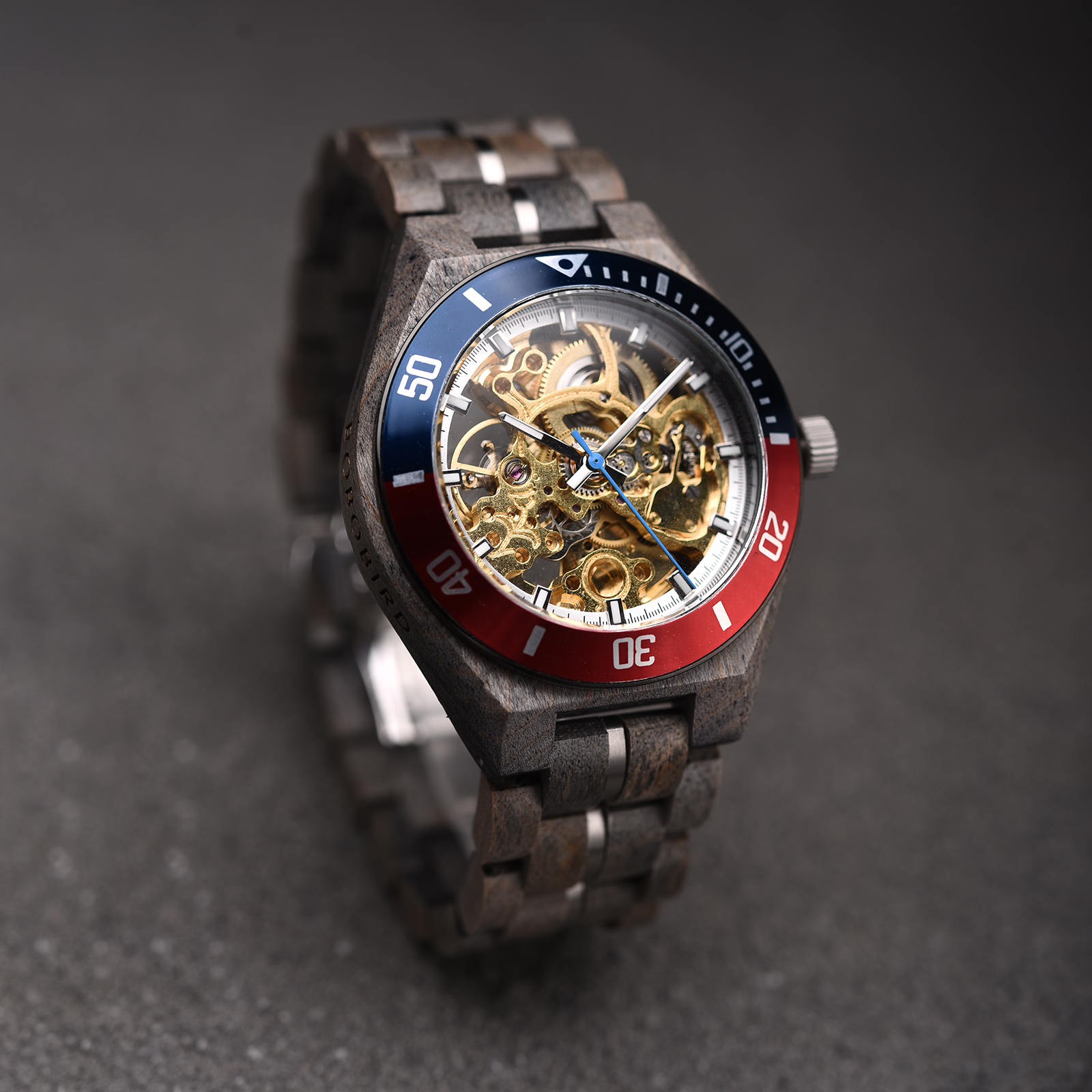Skeleton Mechanical Wooden Watch Grey Maple Gold - Arcturus