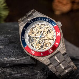 Skeleton Mechanical Wooden Watch Grey Maple Gold - Arcturus_9