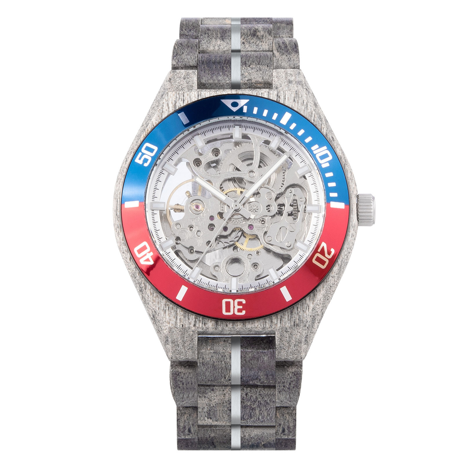 Skeleton Mechanical Wooden Watch Grey Maple Silver - Arcturus