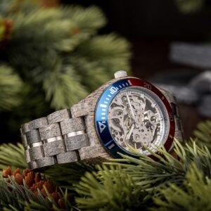 Skeleton Mechanical Wooden Watch Grey Maple Silver - Arcturus_14