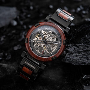 Skeleton Watches Automatic Mechanical Men's Wooden Watches Natural Rosewood_1