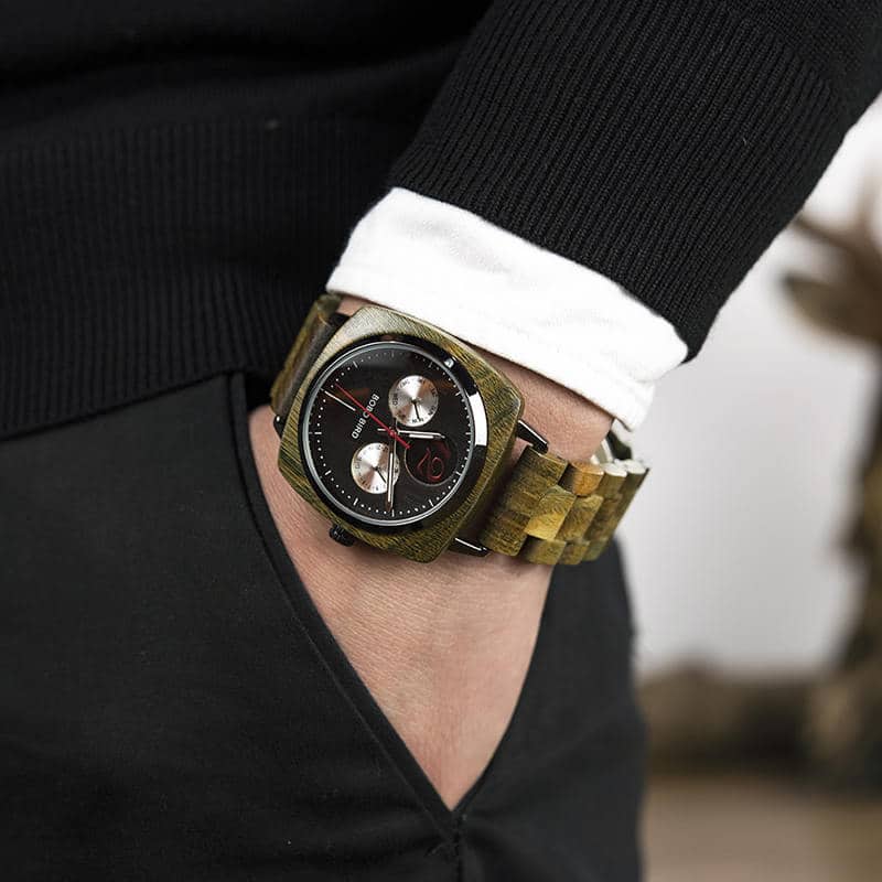 Square wooden watch s06