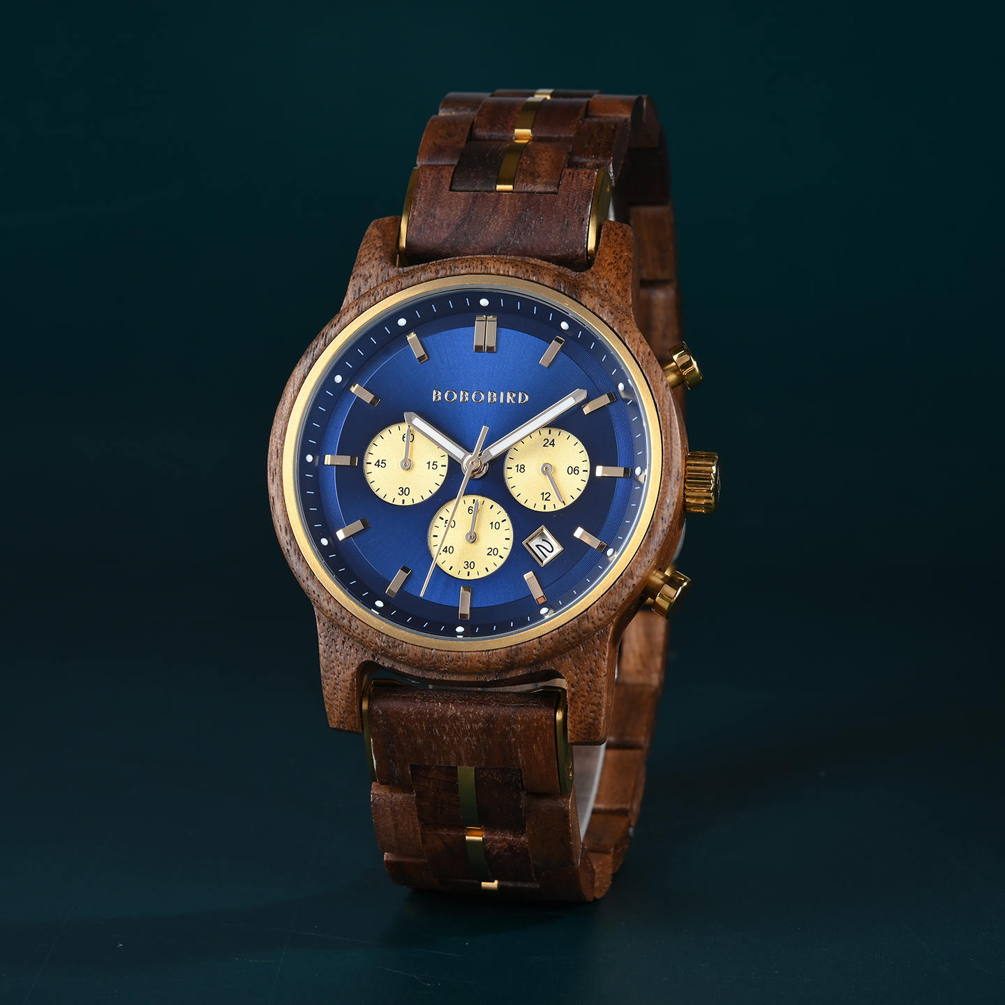 The Classic Collection Handmade Walnut Blue 44MM Limited Edition Heroes 2
