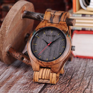 Trendy Casual Resin Round Dial Zebra Wood Watch Q05-2-3