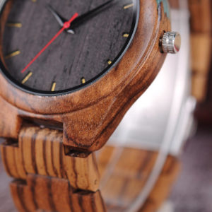 Trendy Casual Resin Round Dial Zebra Wood Watch Q05-2-4