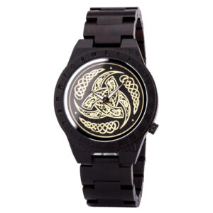 Triple Horn of Odin Handmade Engraved Wooden Watch T16-6_2