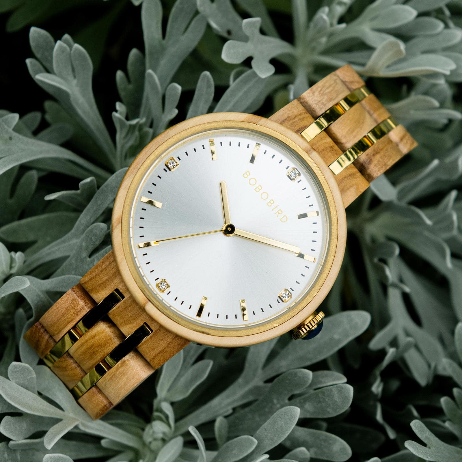 Wooden Watches For Women Natural Olivewood Silver - VICTORIA