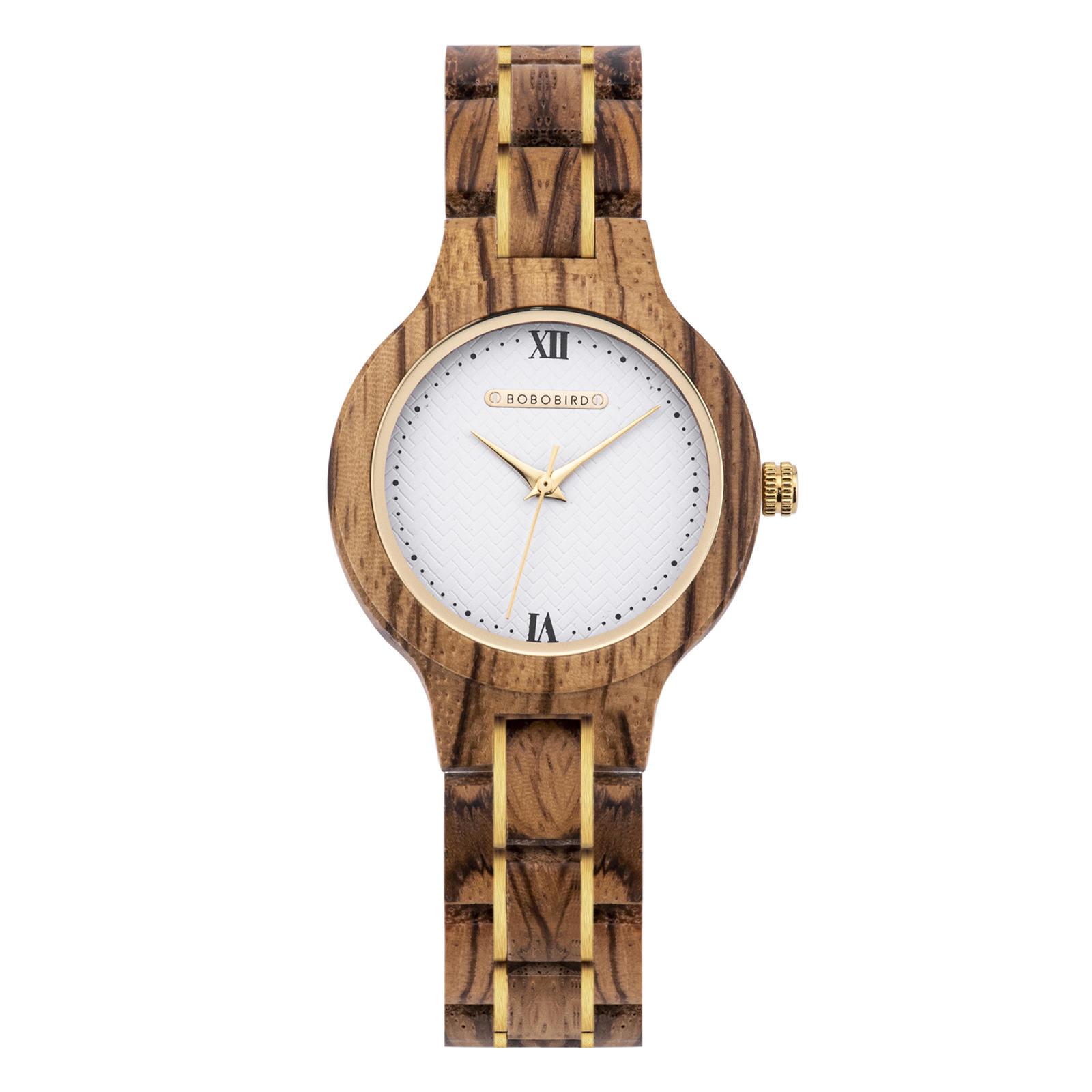 Wooden Watches for Women Natural ZebraWood Glod - Sky