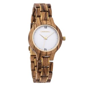 Wooden Watches for Women Natural Zebra Wood Glod - Sky_3