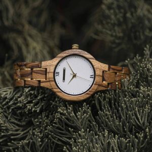 Wooden Watches for Women Natural Zebra Wood Glod - Sky_5