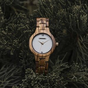 Wooden Watches for Women Natural Zebra Wood Glod - Sky_7