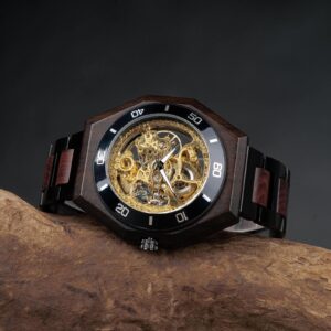 Wooden watches walnut automatic skeleton mechanical wooden watch T91-1_13