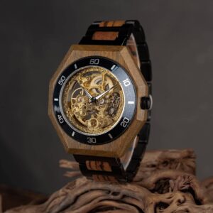 Wooden watches zebrawood automatic skeleton mechanical wooden watch T91-2_16