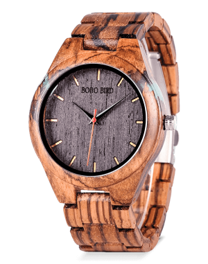 Trendy Casual Resin Round Dial Zebra Wood Watch Q05-2
